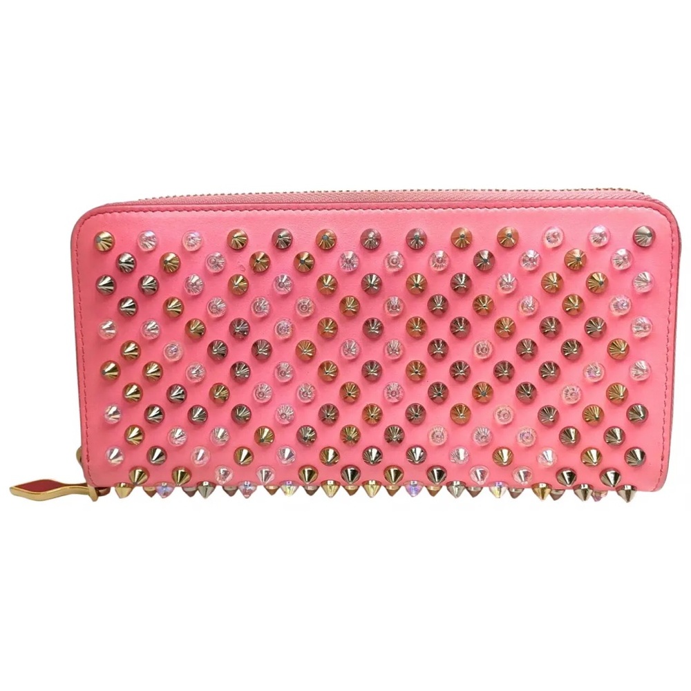 Christian Louboutin Spiked Light Pink Leather Long Zip Wallet